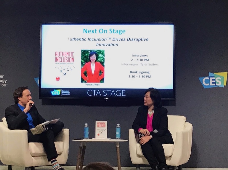 Frances West discussing Authentic Inclusion on stage at CES